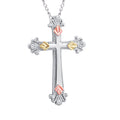 Latin Cross II - Sterling Silver Black Hills Gold Pendant