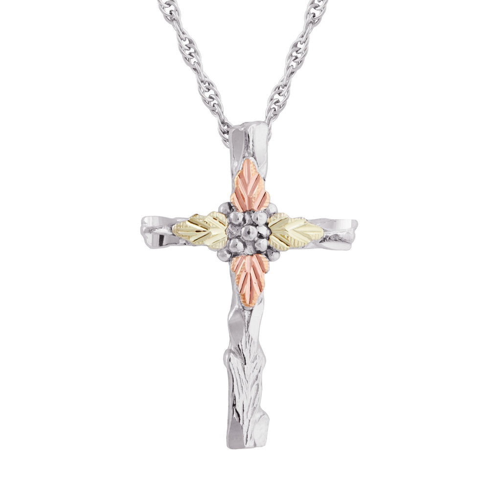 Decorative Cross - Sterling Silver Black Hills Gold Pendant
