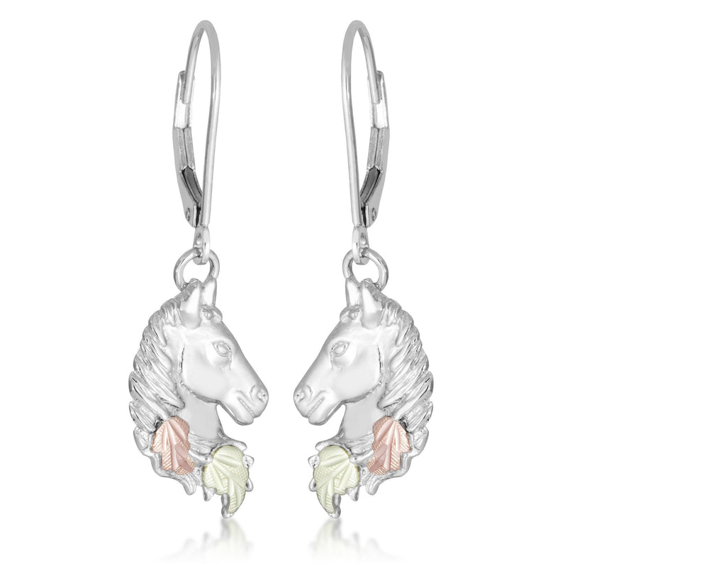 Horse - Sterling Silver Black Hills Gold Earrings