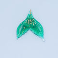 24K Gold Filled 34.5mm Green Gold-Fleck Mermaid Whale Fish Tail Acrylic Charm | N067