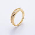 18K Gold Filled Micro Paved CZ Thin Adjustable Band Ring | O005