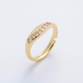 18K Gold Filled Clear Micro Paved CZ Adjustable Thin Band Ring | O2255