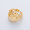 18K Gold Filled Filigree Web Geometric Dome Adjustable Ring | O640