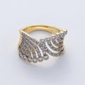 18K Gold Filled Mixed Metal Micro Paved CZ Bezel Wrap Ring | O752