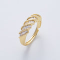 18K Gold Filled Clear Baguette CZ Croissant Adjustable Ring | O788