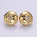 14K Gold Filled CZ Round Dome Stud Earrings | P509