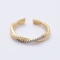 16K Gold Filled Twisted Micro Paved CZ Mixed Metal Ring in Gold & SIlver | Rings-00003 Rings-00004