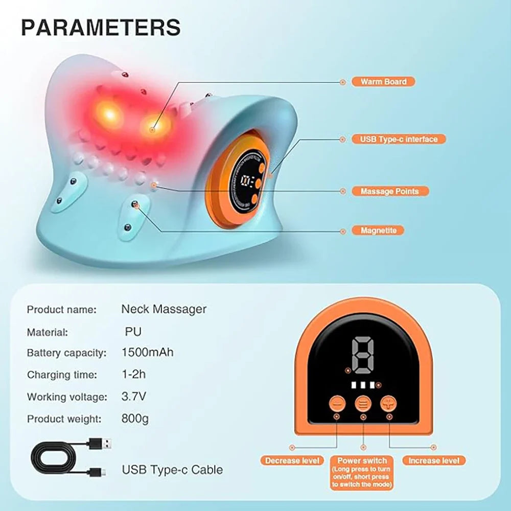 EMS Wireless Neck Massager with Remote Control