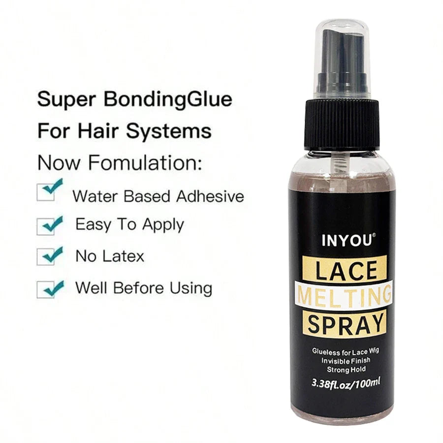 100ML Lace Wig Melting And Holding Spray Strong Natural Finish Wig Adhesive Glue for Lace Front Melt Super Hold Hair Spray