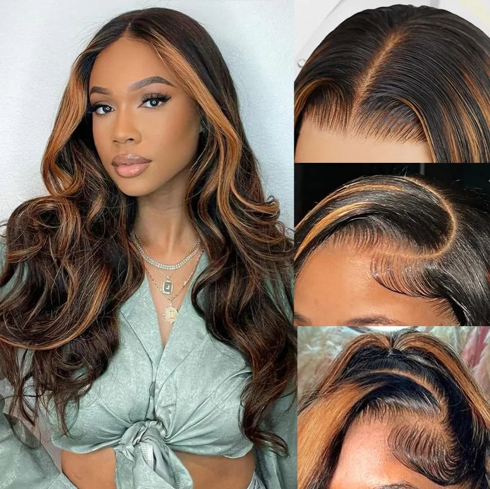 1B/30 Ombre Highlight Lace Front Wigs Human Hair 13x6 Body Wave Wig Human Hair 13x4 Transparent Lace Frontal Wigs For Women