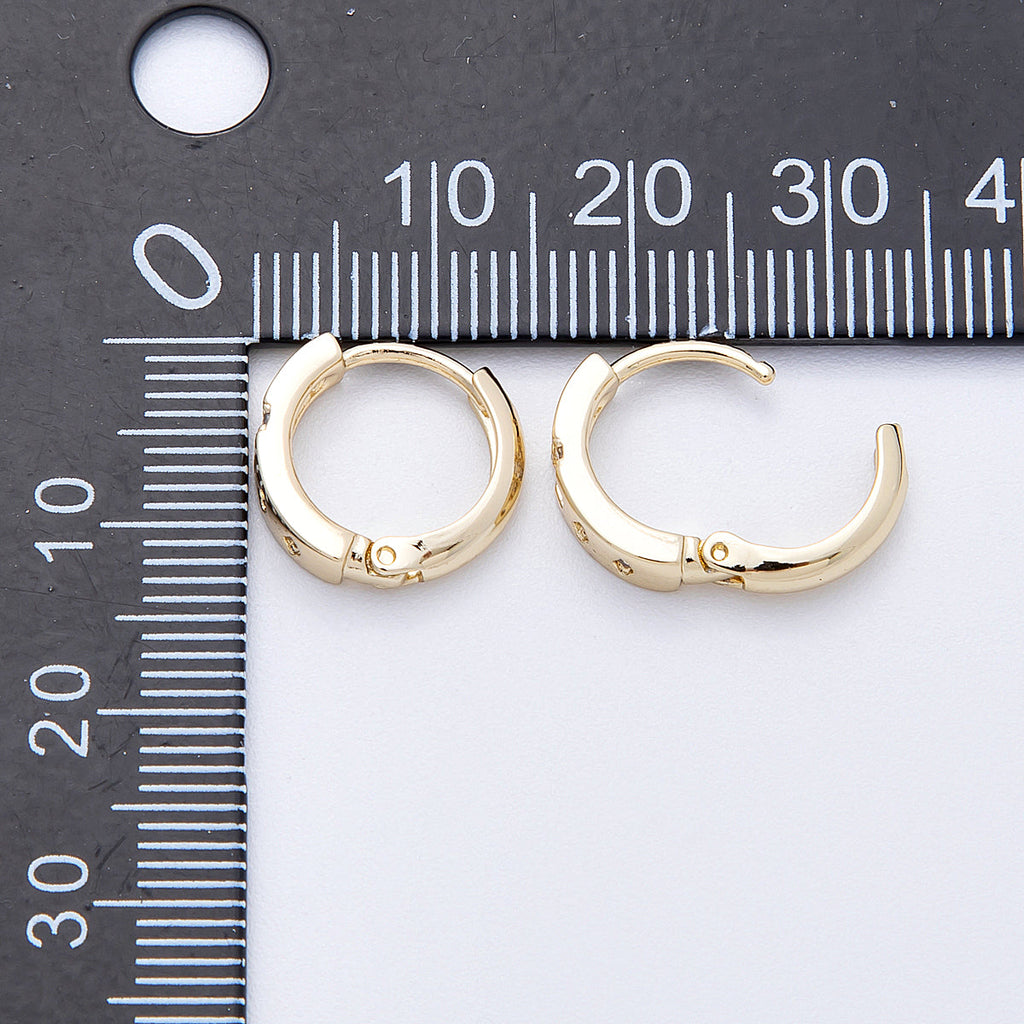 14K Gold Filled 13mm Clear CZ Dotted Cross Cartilage Huggie Earrings | Earrings-00179