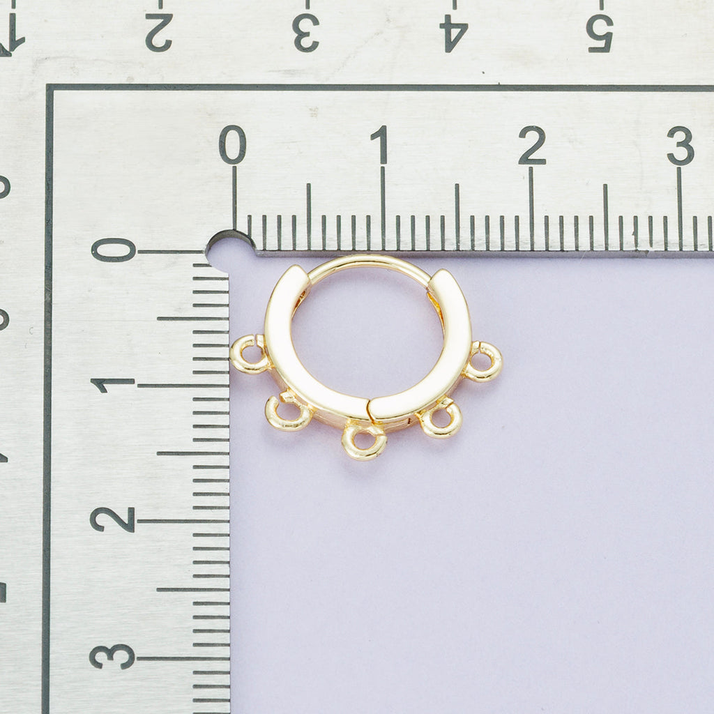 18K Gold Filled 15mm Minimalist Five Open Loop Drop Huggie Earring | Findings-00112