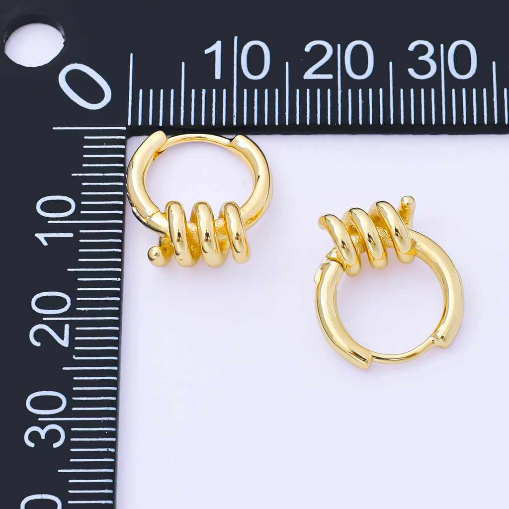 24K Gold Filled 15mm Twisted Spring Huggie Earrings in Gold & Silver | AB1628 AB1629
