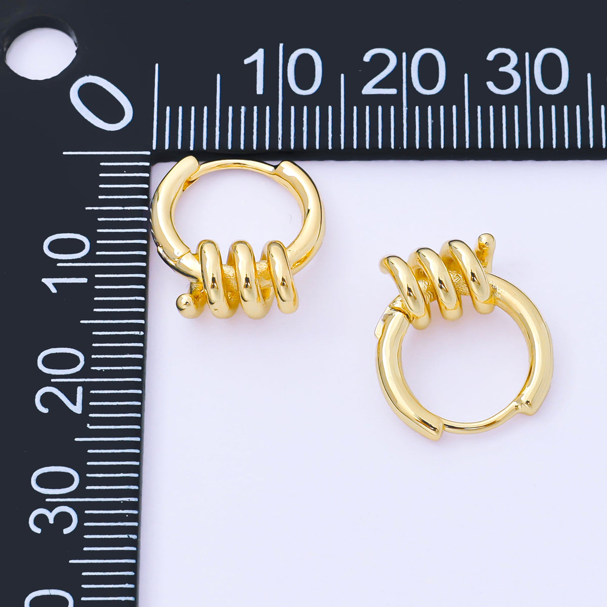 24K Gold Filled 15mm Twisted Spring Huggie Earrings in Gold & Silver | AB1628 AB1629