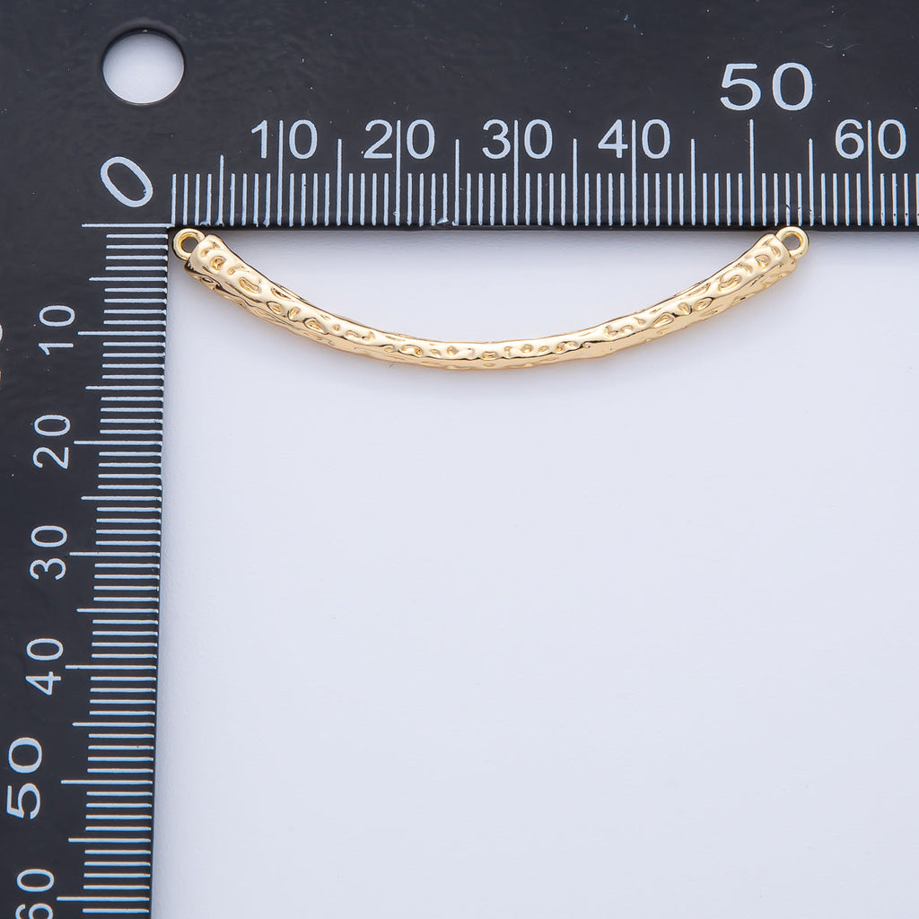 18K Gold Filled 54mm  Geometric Hammered Curved Connector | Y168