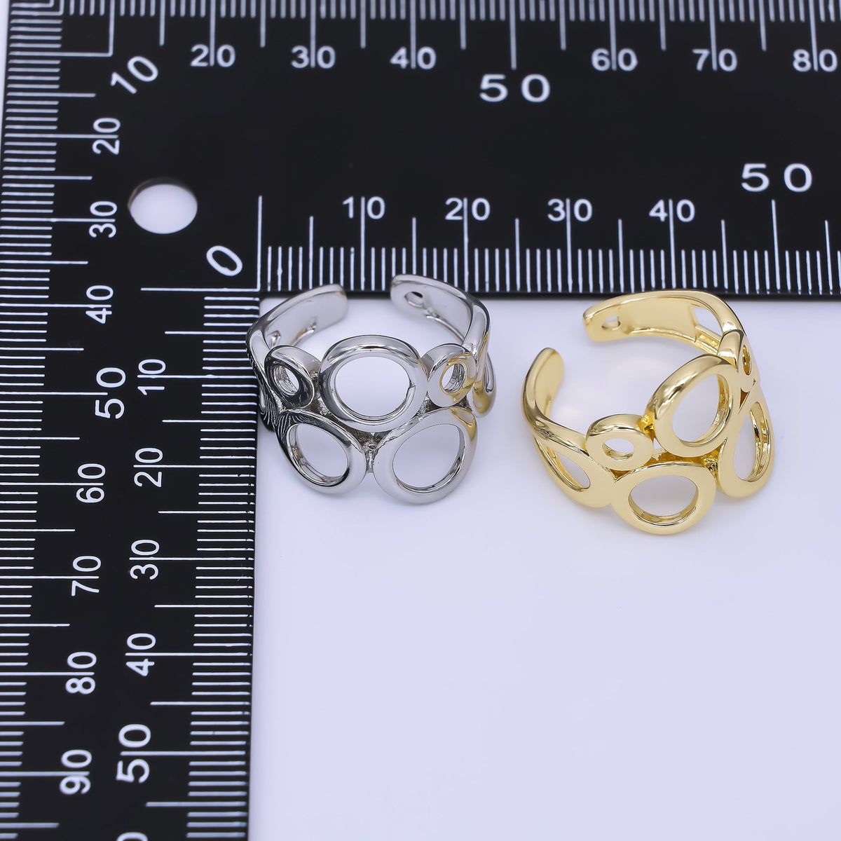 24K Gold Filled Geometric Open Circle Round Ring in Gold & Silver | O1642 O1641