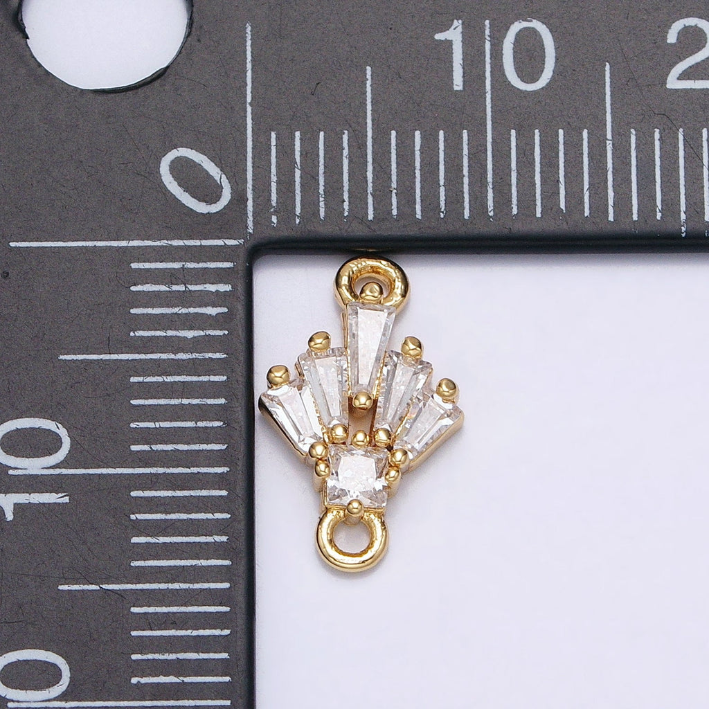 18K Gold Filled Clear CZ Multiple Baguette Round Mini Connector in Gold & Silver | Y841