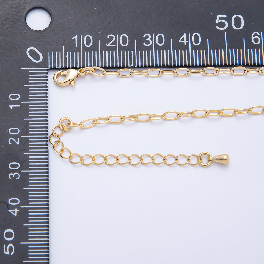 16K Gold Filled 2.5mm Minimalist Paperclip Chain 18 Inch, 20 Inch Necklace w. Extender | WA-04066 WA-04067