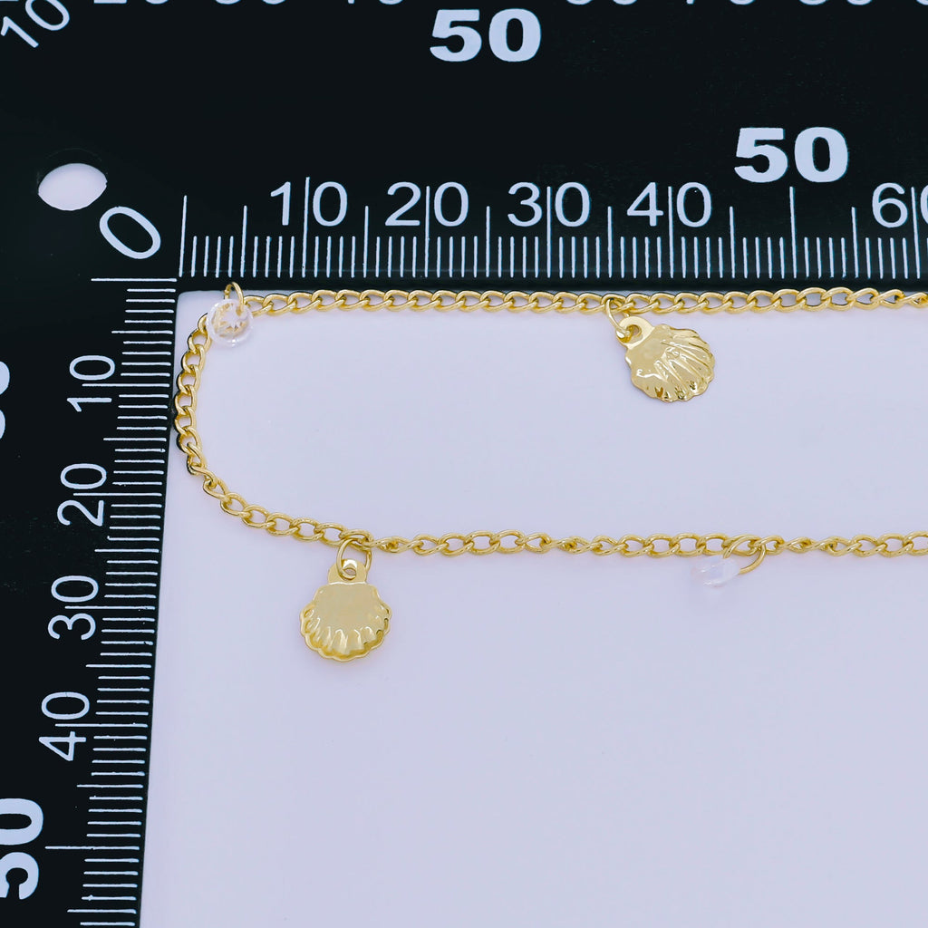 24K Gold Filled 2mm Round CZ Seashell Curb Unfinished Chain by Yard | ROLL-01673