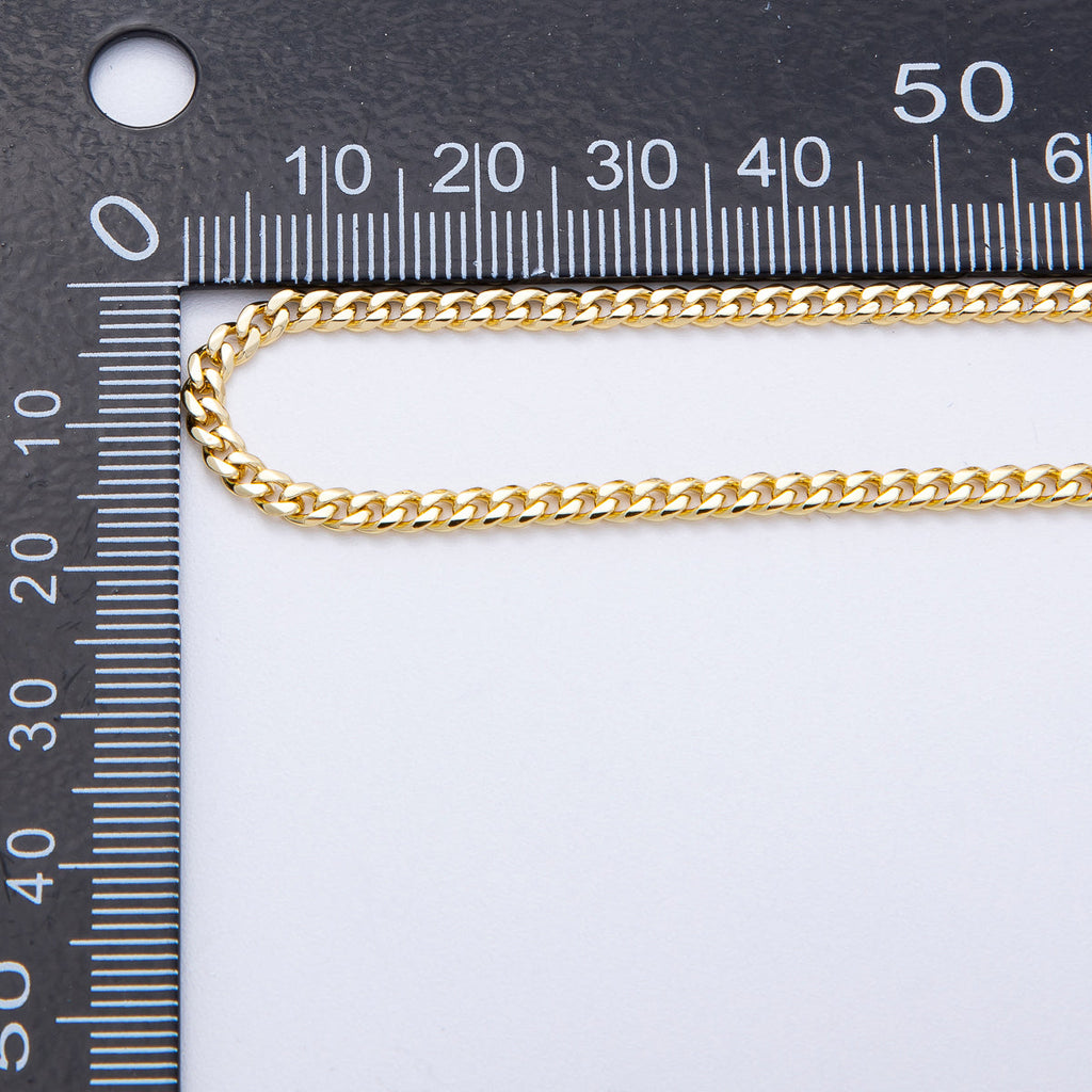 18K Gold Filled 2.8mm Minimalist Square Curb Unfinished Chain by Yard | Roll-1811