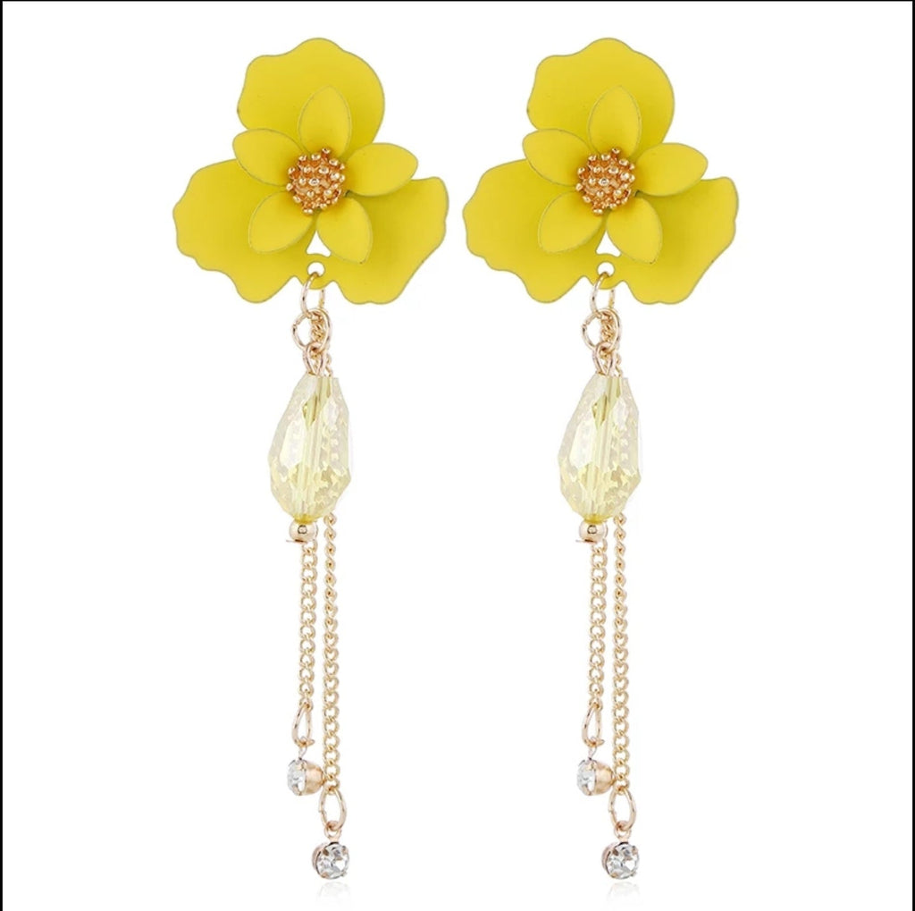 Flower Shaped Strip Drop Earrings