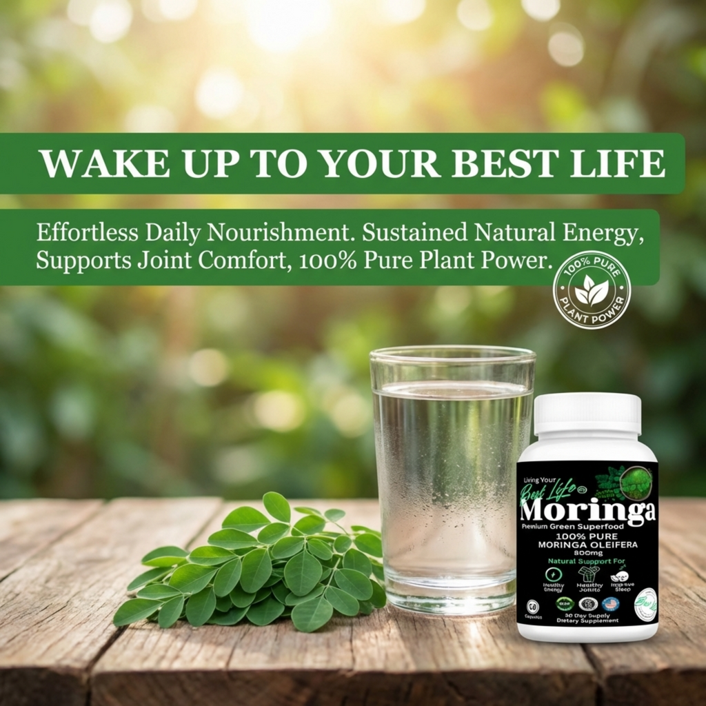 Moringa Capsules - Pure Moringa Powder, Energy, Skin, Immune & Gut Health Superfood, Rich in Antioxidants, Essential Vitamins & Amino Acids, Natural Green Superfood Supplement - 60 Count