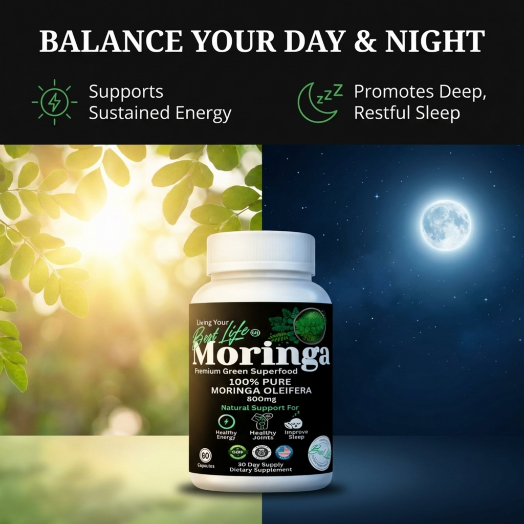 Moringa Capsules - Pure Moringa Powder, Energy, Skin, Immune & Gut Health Superfood, Rich in Antioxidants, Essential Vitamins & Amino Acids, Natural Green Superfood Supplement - 60 Count