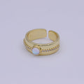 Golden Bold Oval Moonstone Adjustable Statement Ring U-482