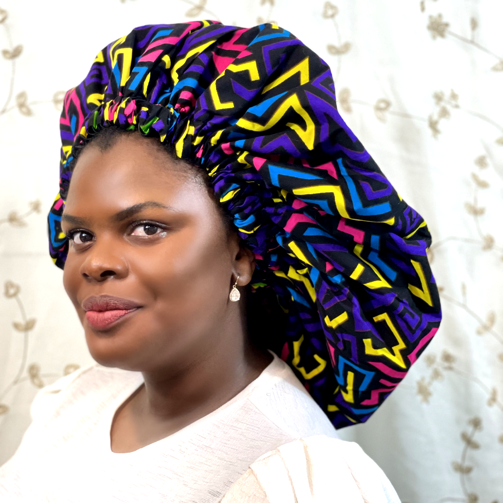 Duma Mbili 2XL Kente Silk Lined African Print Bonnet