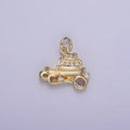 14K Gold Filled 14mm Vehicle Motor Sea Boat CZ Micro Paved Charm in Gold & Silver | W537