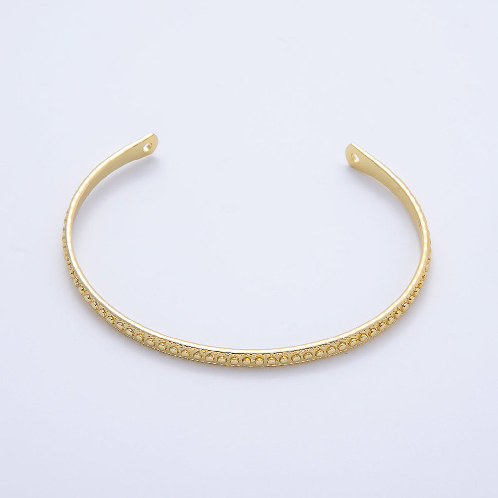 16K Gold Filled Round Dotted Geometric Half Cuff Bracelet Finding for Bangle Supply | WA-04450