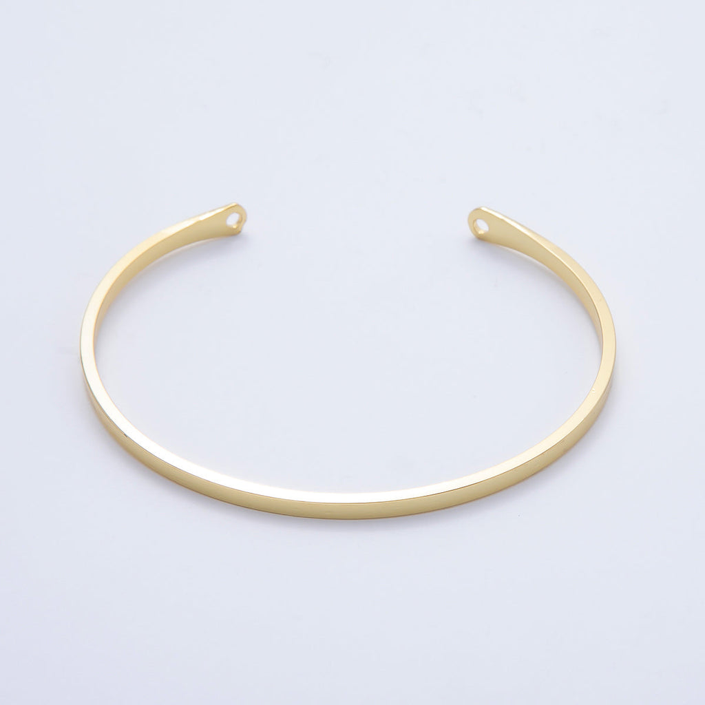 16K Gold Filled Minimalist Thin Half Cuff Bracelet Finding for Bangle Supply| WA-04451