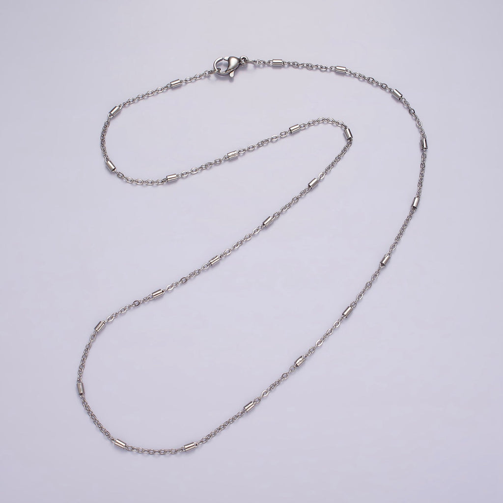 Stainless Steel 1.8mm Dainty Tube Cable Satellite Chain 18 Inch Necklace | WA-02386