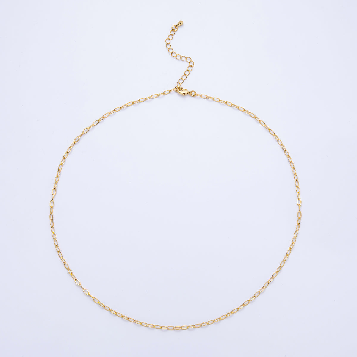 16K Gold Filled 2.5mm Minimalist Paperclip Chain 18 Inch, 20 Inch Necklace w. Extender | WA-04066 WA-04067