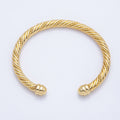 16K Gold Filled 65mm Twisted Croissant Cuff Bracelet | WA-04157