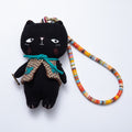 Fabric Doll 300mm Black Cat With Gingham Vest Keychain | WB-00055