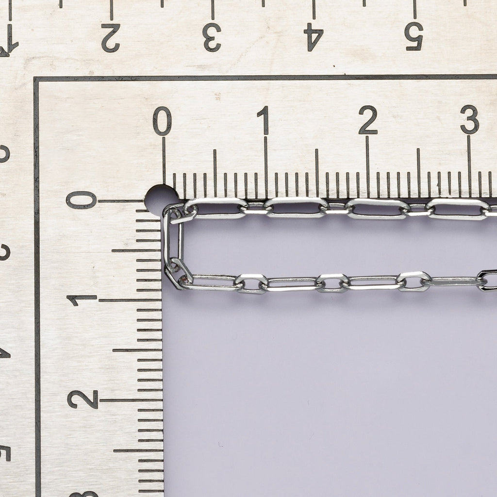 Rhodium Plated 2.3mm Minimalist Paperclip Unfinished Chain by Yard | Roll-01861