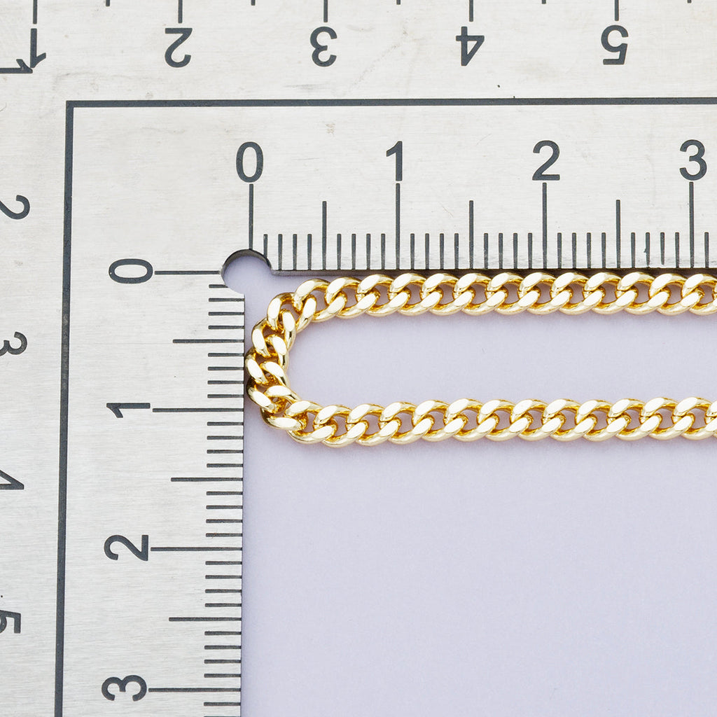 16K Gold Filled 3mm Minimalist Curb Unfinished Chain by Yard | Roll-01863