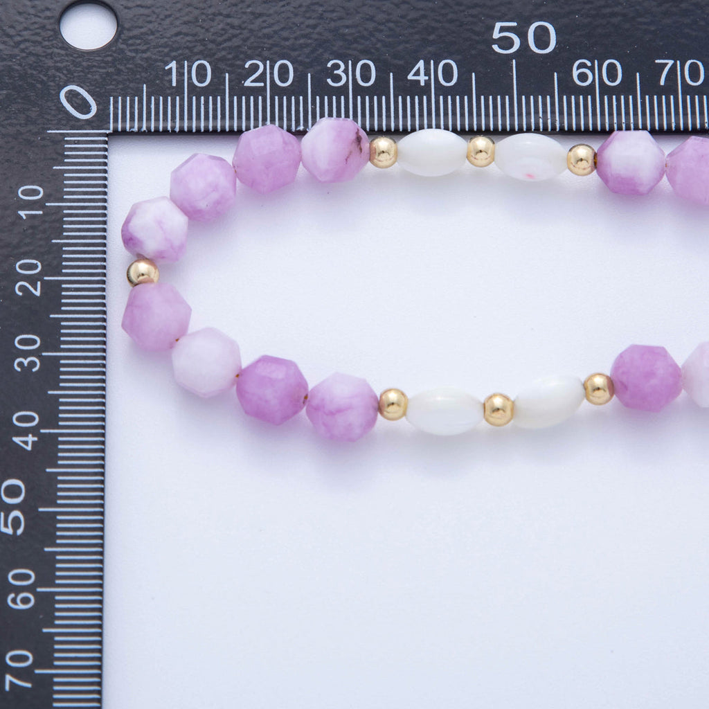 Handmade 18K Gold Filled Shell Pearl Amethyst Gemstone 17 Inch Necklace | WA-092