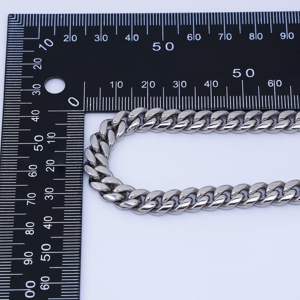 Chunky Stainless Steel Men's Cuban Link Chain Necklace 18.11” Long 8,10,12,14 mm Wide WA-3910