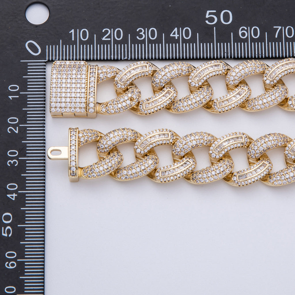 14K Gold Filled 15.3mm Micro Paved CZ Miami Cuban Curb Chain 20 Inch Necklace Iced Statement Jewelry WA-4089