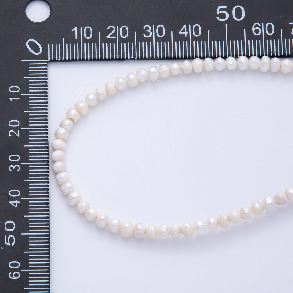 4mm Off White Button Round Freshwater Pearl Strand Finding | WA-04187