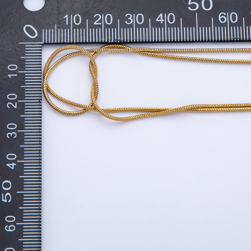 18K Gold PVD Stainless Steel 1.2mm Knot Snake Chain 18 Inch Necklace in Gold & Silver | WA-3995 WA-3996