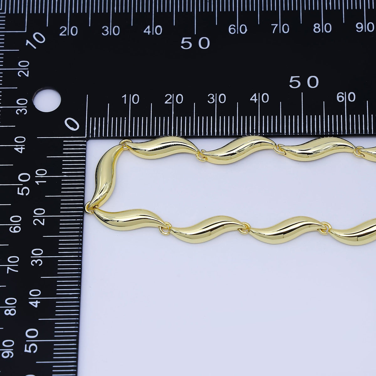 18K Gold Filled 4.8mm Twisted Curved Geometric 16 Inch Necklace w. Paperclip Extender in Gold & Silver | WA-4006 WA-4007