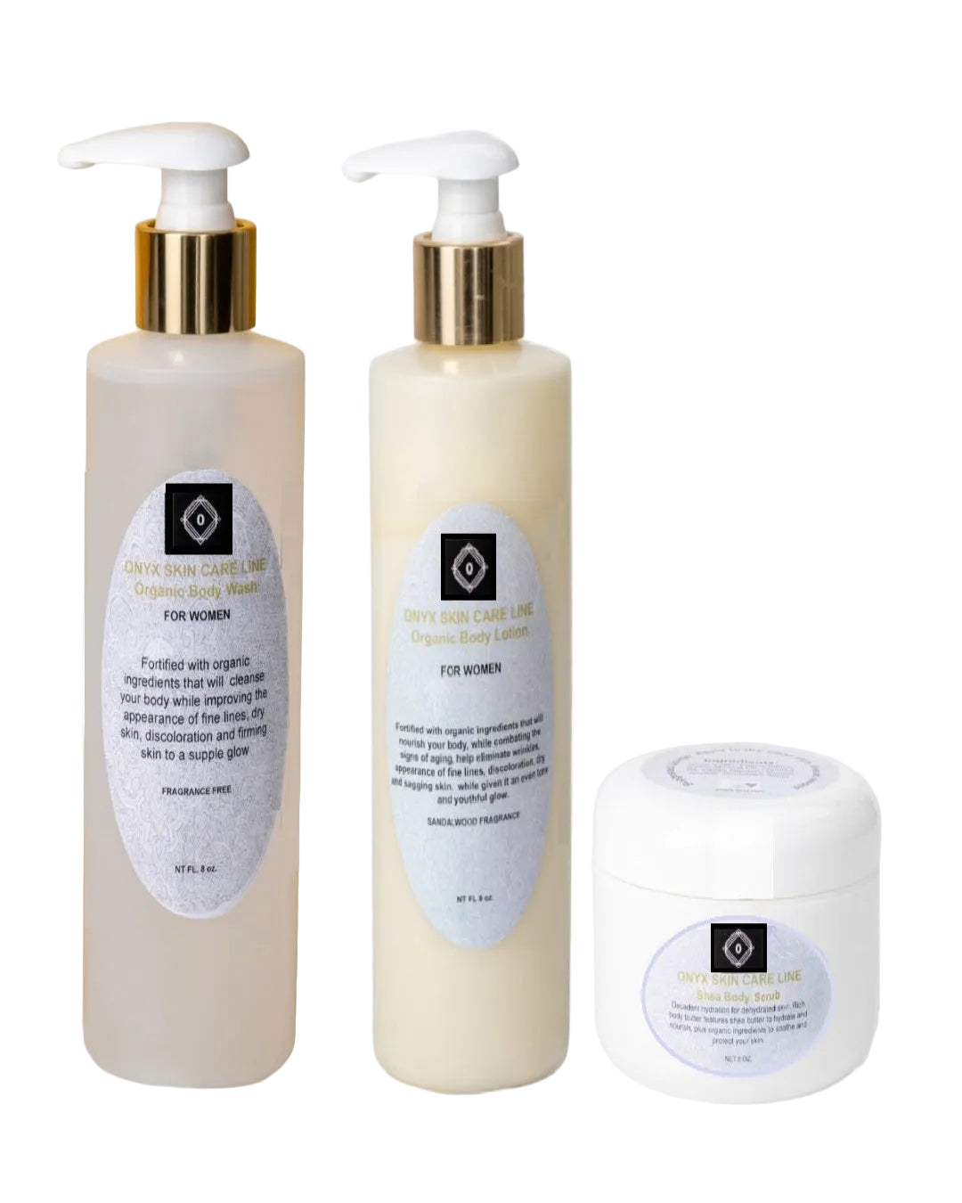 ORGANIC THREE STEP DRY  SKIN CARE SYSTEM -  for WOMEN Five Fragrances