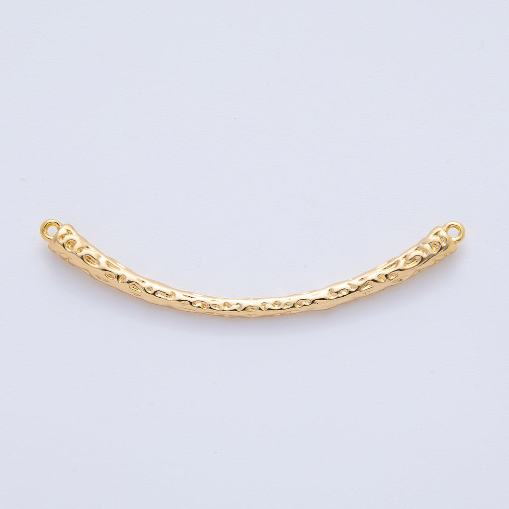 18K Gold Filled 54mm  Geometric Hammered Curved Connector | Y168