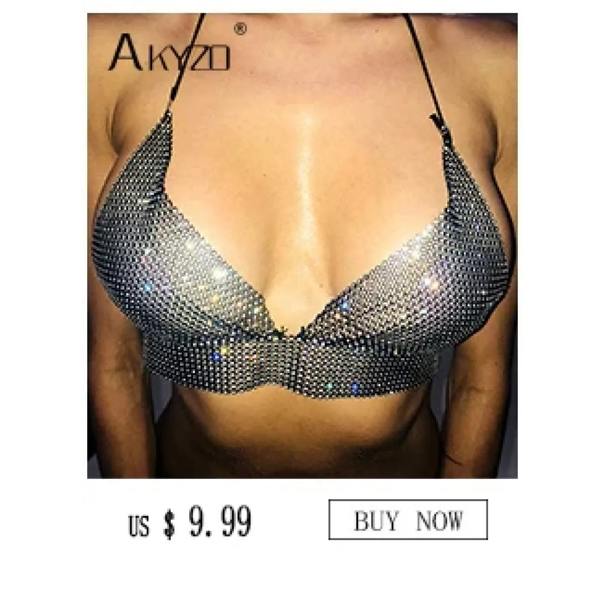 Shiny Harajuku Rhinestone Halter Top
