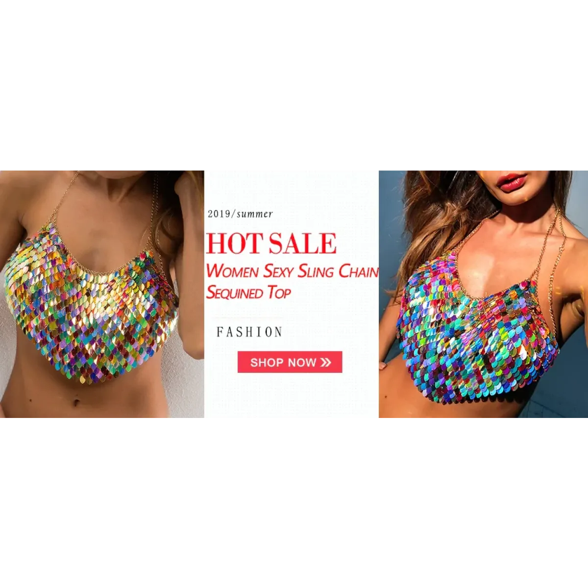 Shiny Harajuku Rhinestone Halter Top