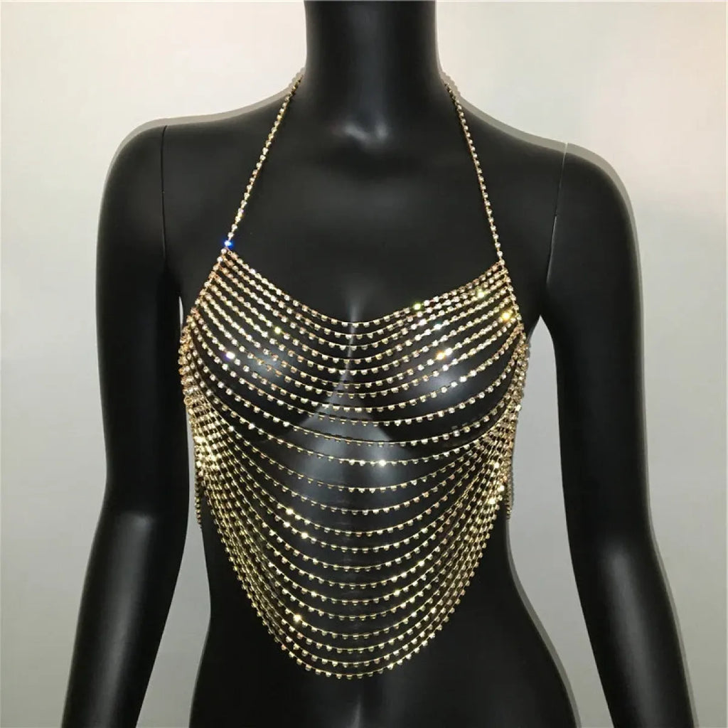 Shiny Harajuku Rhinestone Halter Top