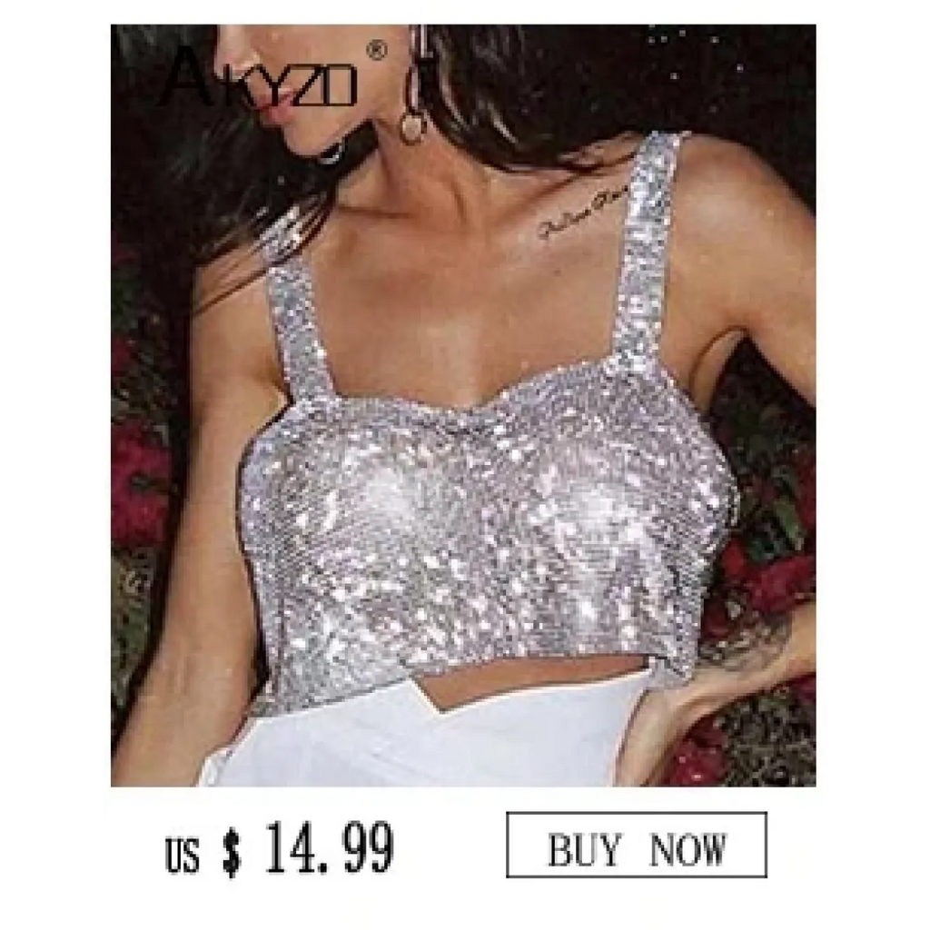 Shiny Harajuku Rhinestone Halter Top
